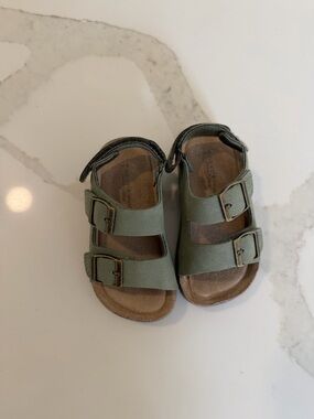 next Olive Green Double Buckle Kids Sandals with Ankle Strap